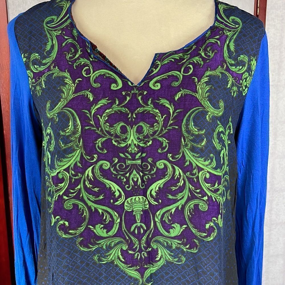 BIBA Bohemian Traditional Indian Long Sleeve Dress w/Floral Designs (Size: 8) - Picture 2 of 15